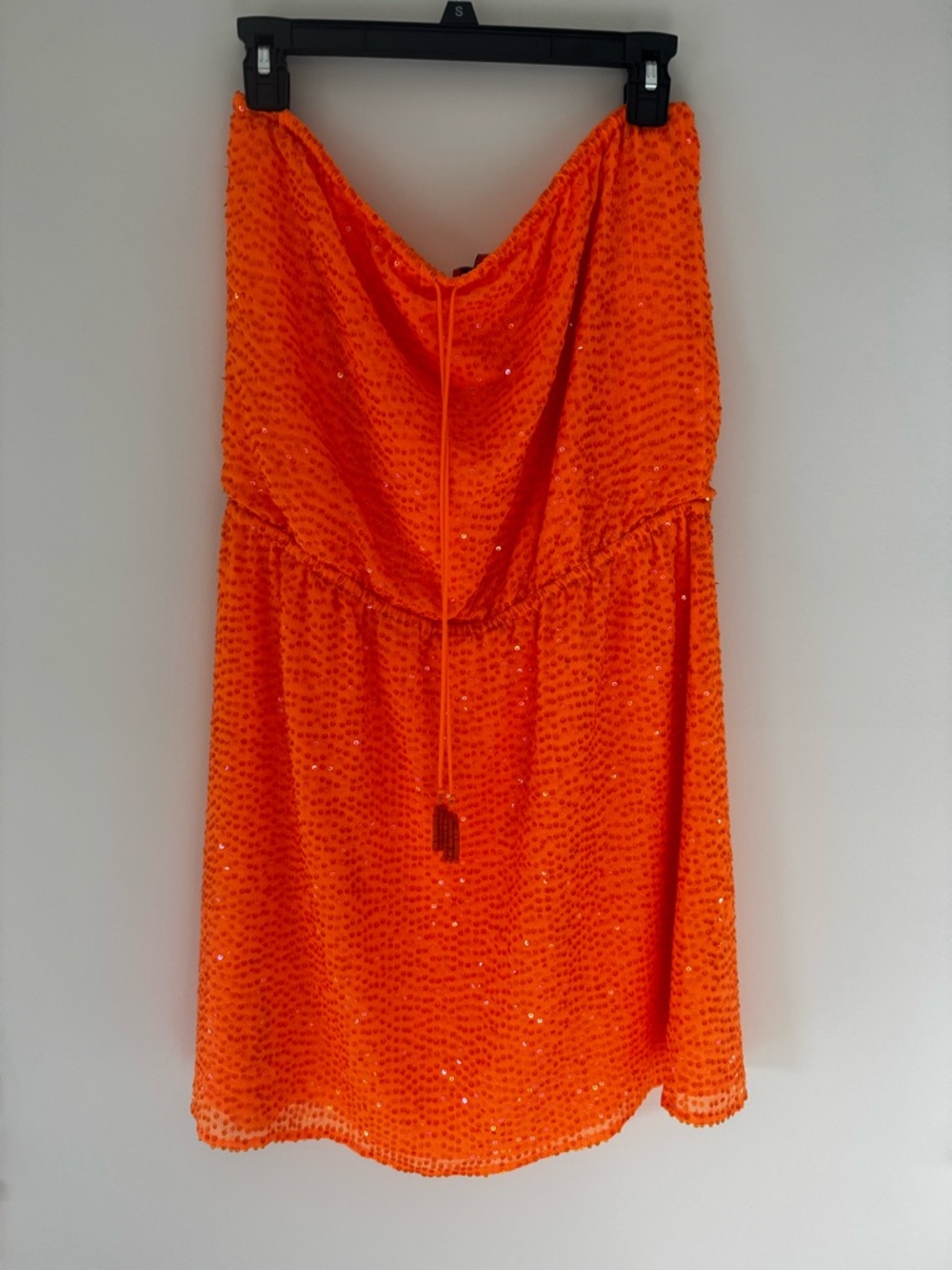 Calypso St. Barth Neon Orange Sequin Strapless Dress